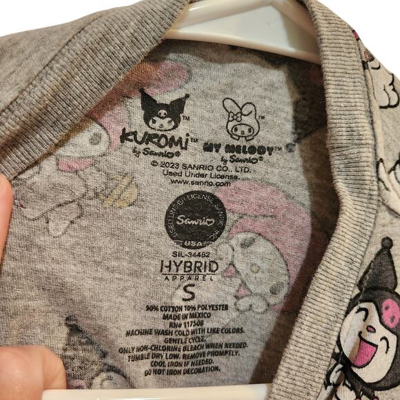 Sanrio Kuromi My Melody Short Sleeve Casual Cropped Top T-Shirt Gray Small - Picture 6 of 6